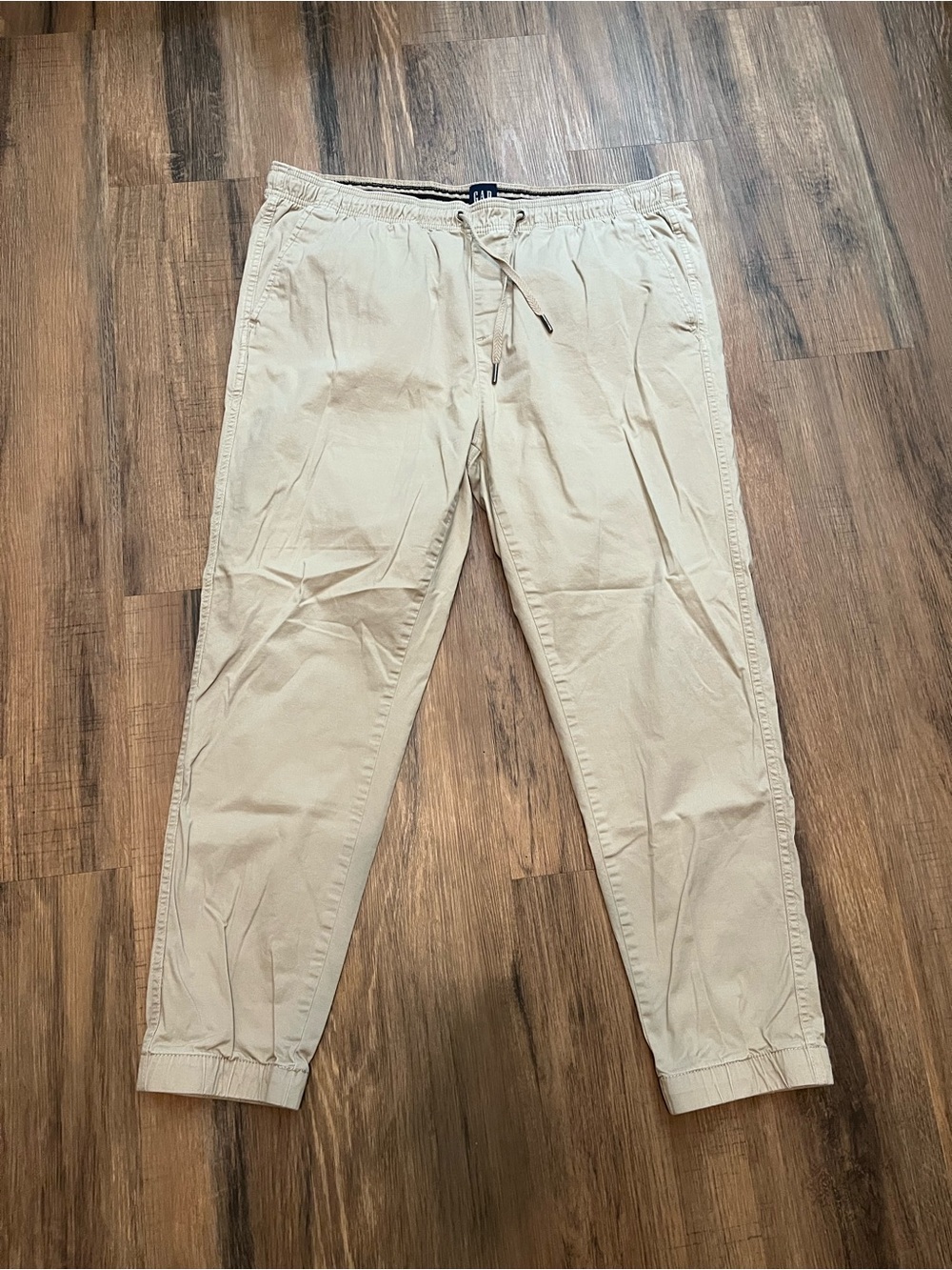 GAP Modern Cotton Twill Jogger Pants Men’s Sz XL Tan Drawstring Relaxed Fit